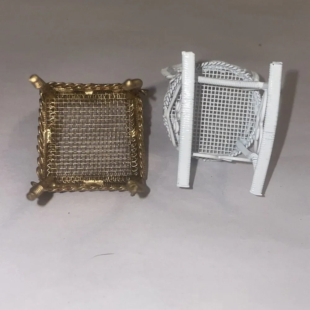 1:12‎ Vintage Metal Doll House Chairs Furniture Rocker Ornate